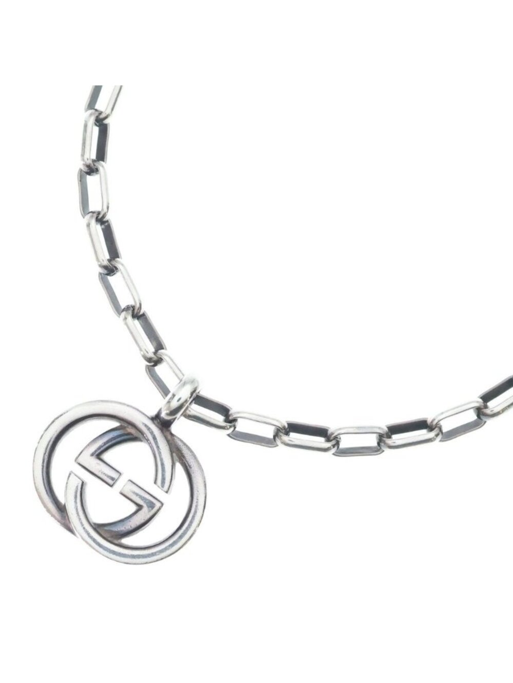 Gucci GG Marmont Interlocking G Chain Pendant Silver